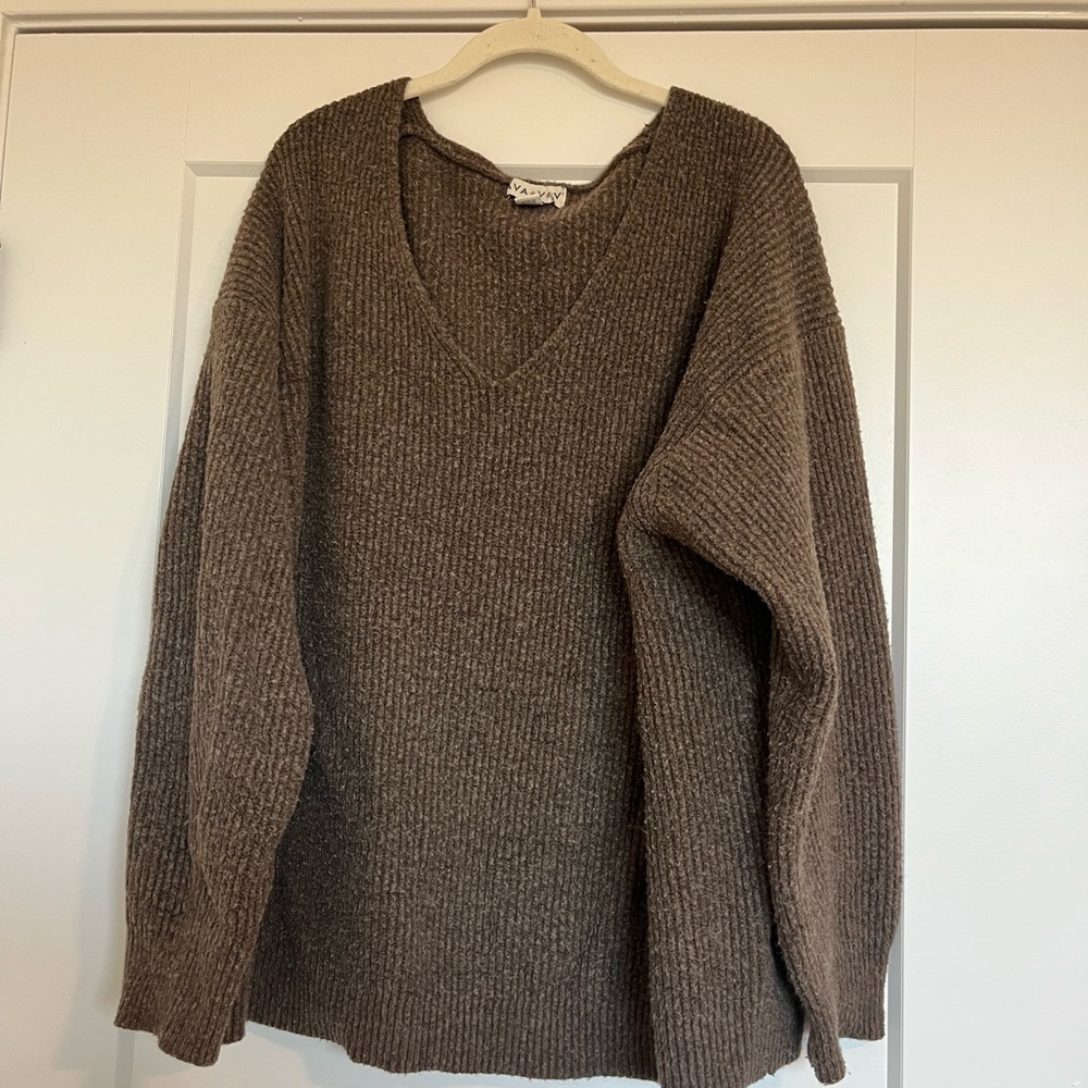 Ava & Viv Men's V-Neck Sweater in Chocolate Brown
